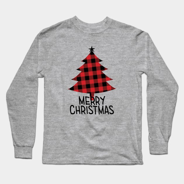 Merry Christmas Tree design, Plaid, Checkered, Christmas Shirt Long Sleeve T-Shirt by ABcreative